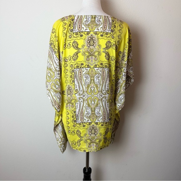 NWOT Victoria’s‎ Secret Women’s Paisley Kaftan Tunic Blouse Yellow Boho Print S - Picture 2 of 5